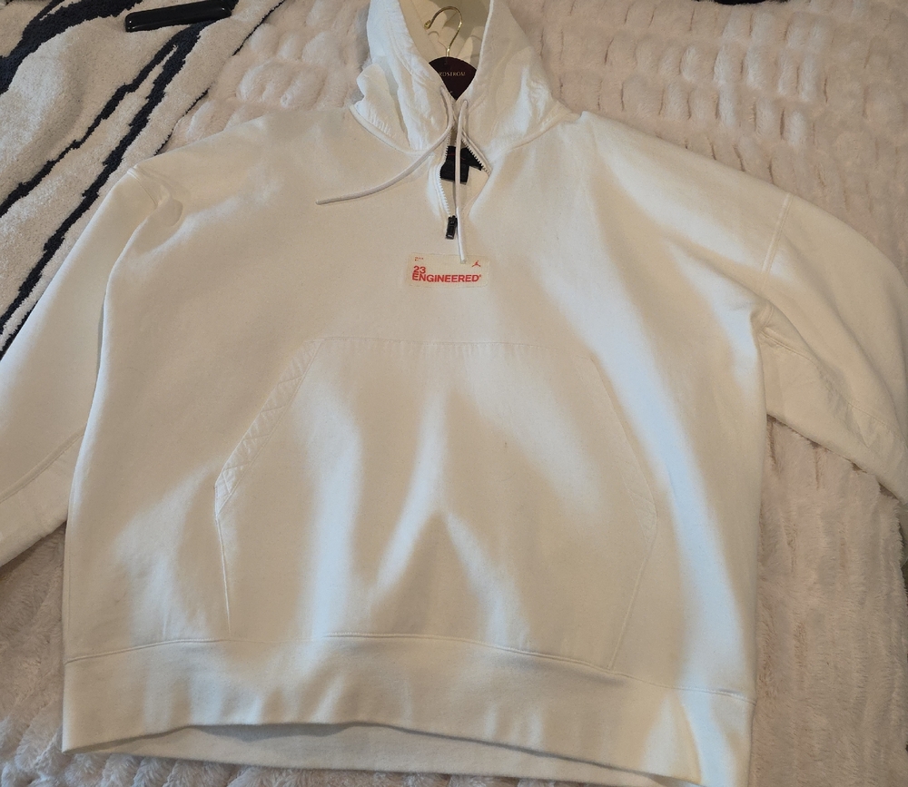 Jordan White Hoodie with Red Logo